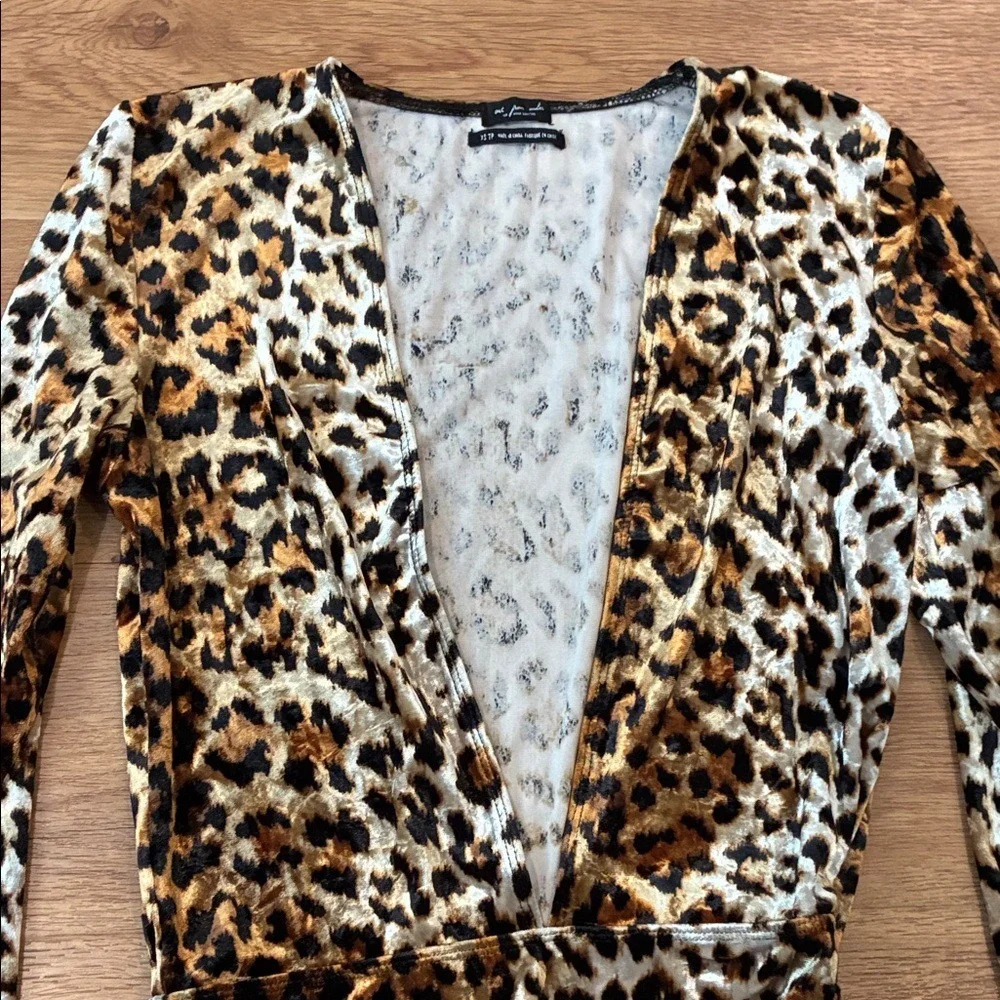 Urban Outfitters Out From Under CS Velour Long Sleeve Leopard‎ Bodysuit